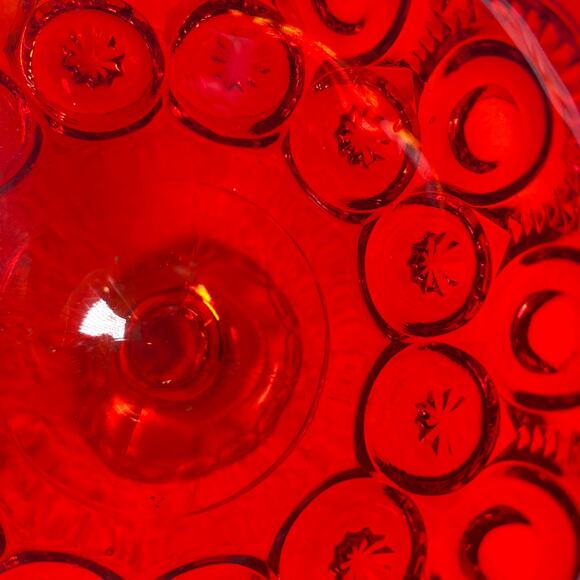 L E Smith Vintage Victorian Amberina Carnival Glass Compote Bowl Amber Red Fruit - Picture 16 of 16